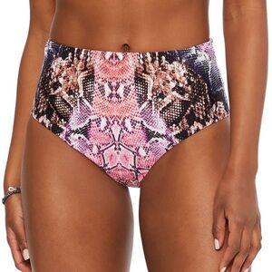 Bar III NWOT Pink and Brown Snakeskin Print Bikini Bottom size XL